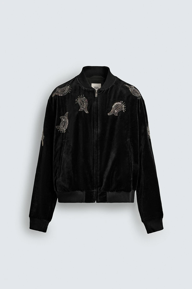 BLOUSON BOMBER EN VELOURS BRODERIES ÉDITION LIMITÉE