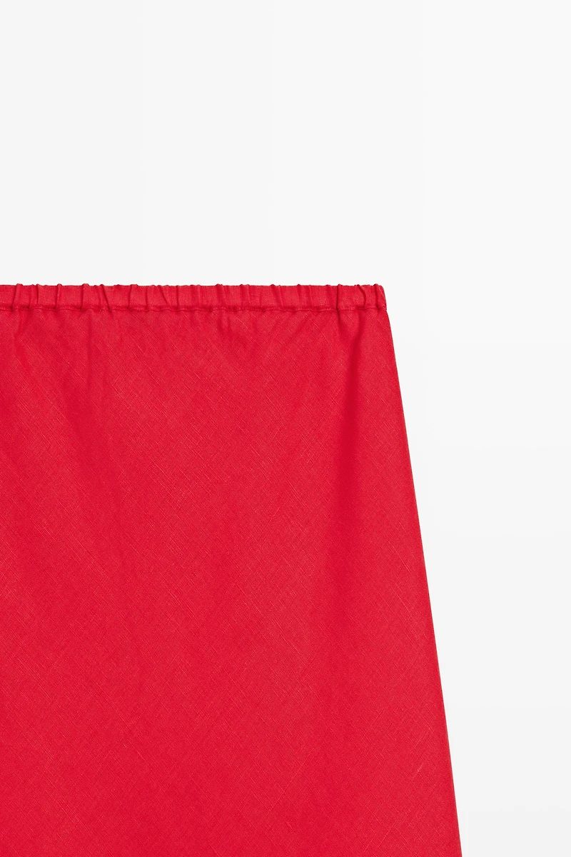 100% linen elasticated midi skirt
