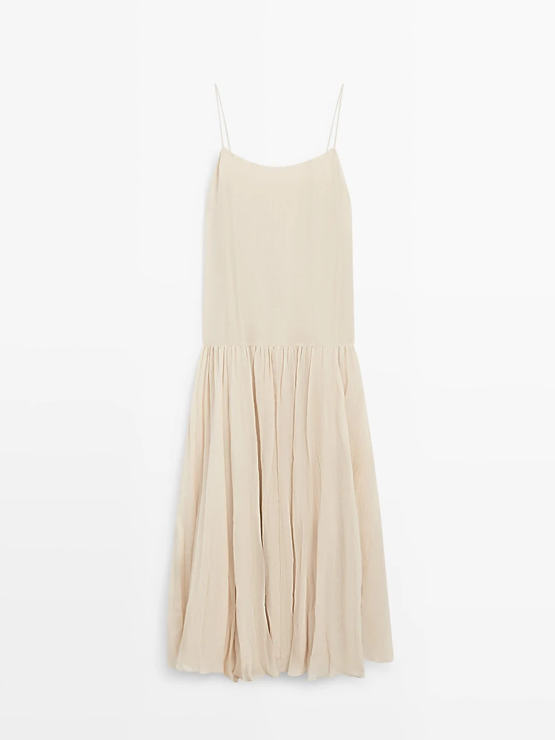 Flowing midi dress with pleated detail