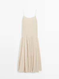 Flowing midi dress with pleated detail