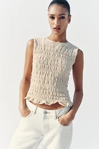 SMOCKED KNIT TOP