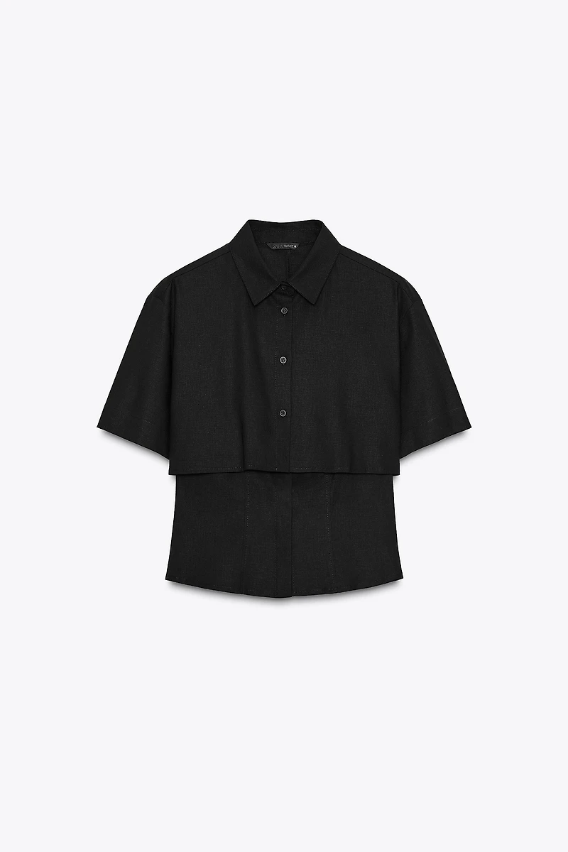 FITTED DOUBLE LAYER LINEN SHIRT