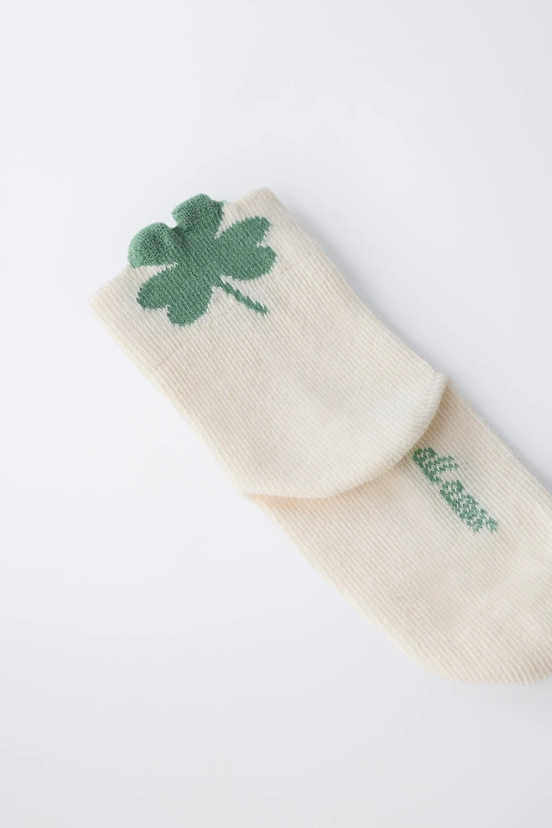 CLOVER PRINT KNEE SOCKS