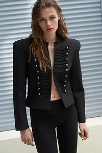 FITTED BLAZER WITH SHOULDER PADS