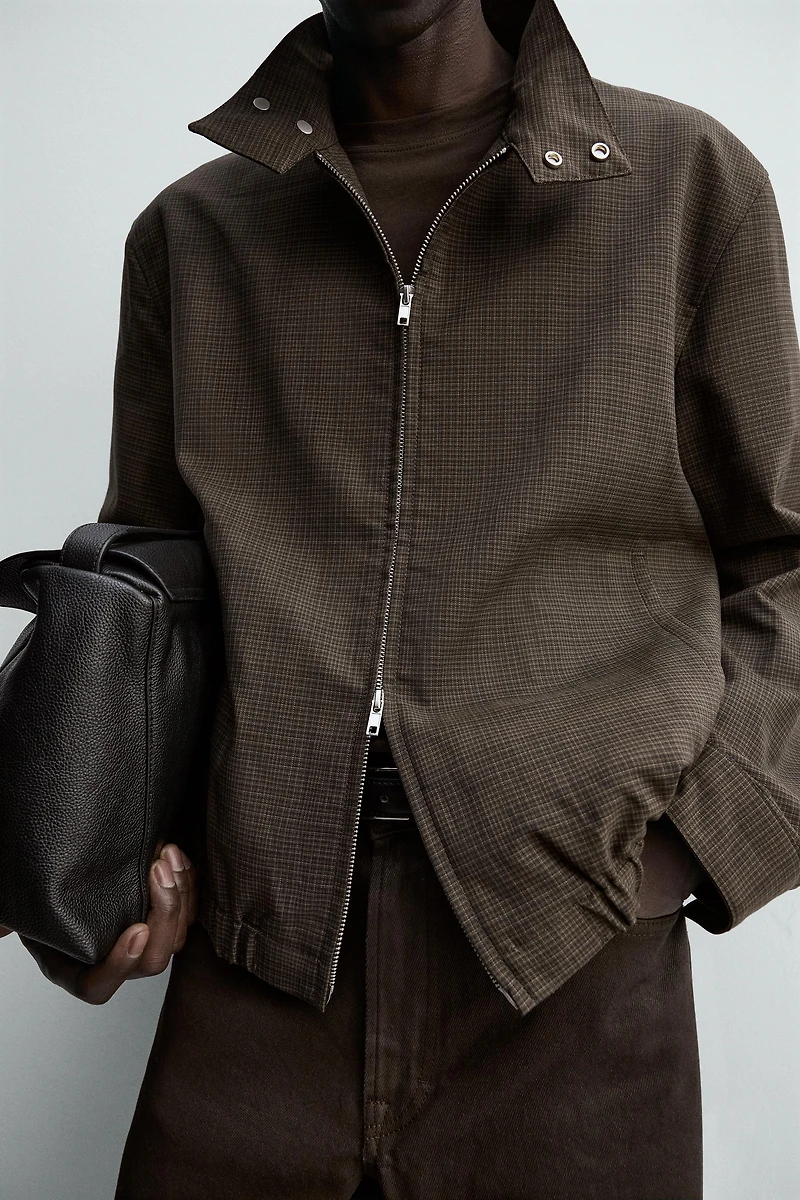 PLAID CROPPED FIT JACKET