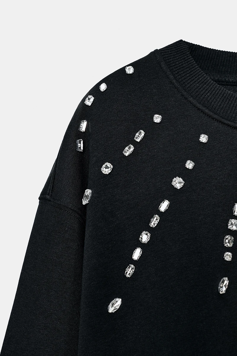 JEWELED FRONT SWEATSHIRT