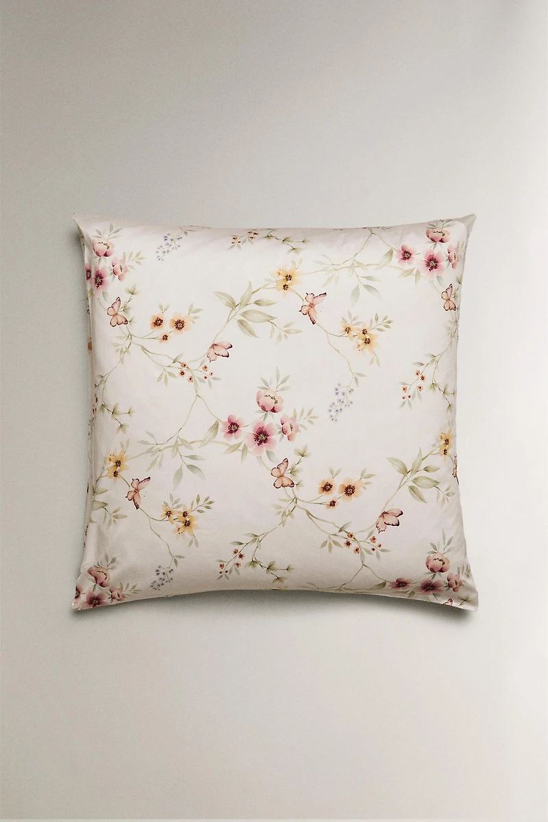 TAIE D’OREILLER SATIN IMPRIMÉ FLEUR