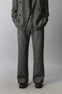 HERRINGBONE WOOL BLEND SUIT PANTS