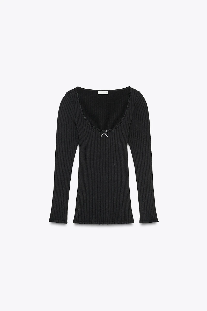 SEAMLESS RIB BOW TOP