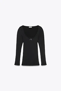 SEAMLESS RIB BOW TOP