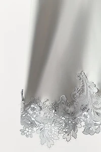 SATIN PANTS WITH LACE HEM