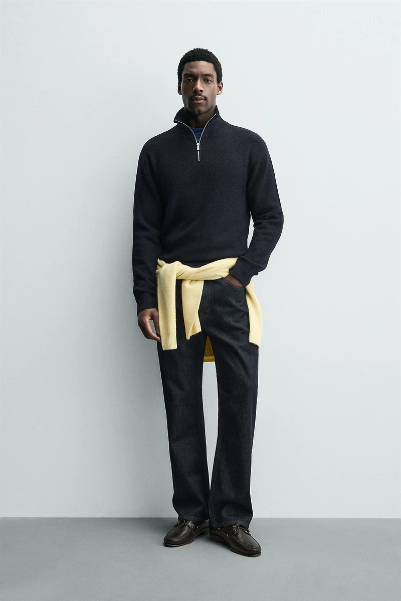 WOOL BLEND QUARTER-ZIP JUMPER