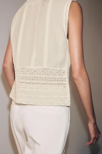 ZW COLLECTION LACE TRIM SLEEVELESS BLOUSE
