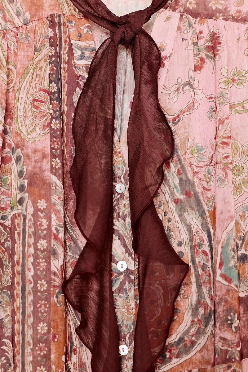 BLOUSE IMPRIMÉE À NŒUD