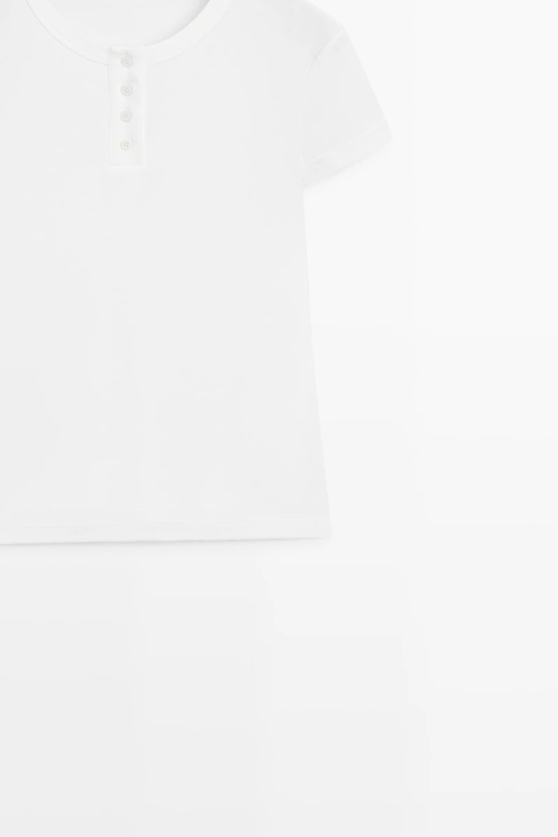 100% cotton short sleeve henley T-shirt