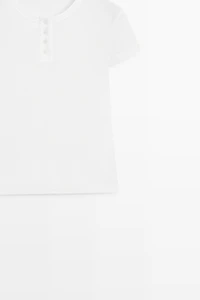 100% cotton short sleeve henley T-shirt