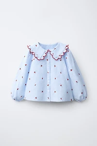 EMBROIDERED PETER PAN COLLAR SHIRT
