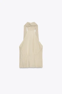 METALLIC THREAD HALTER TOP
