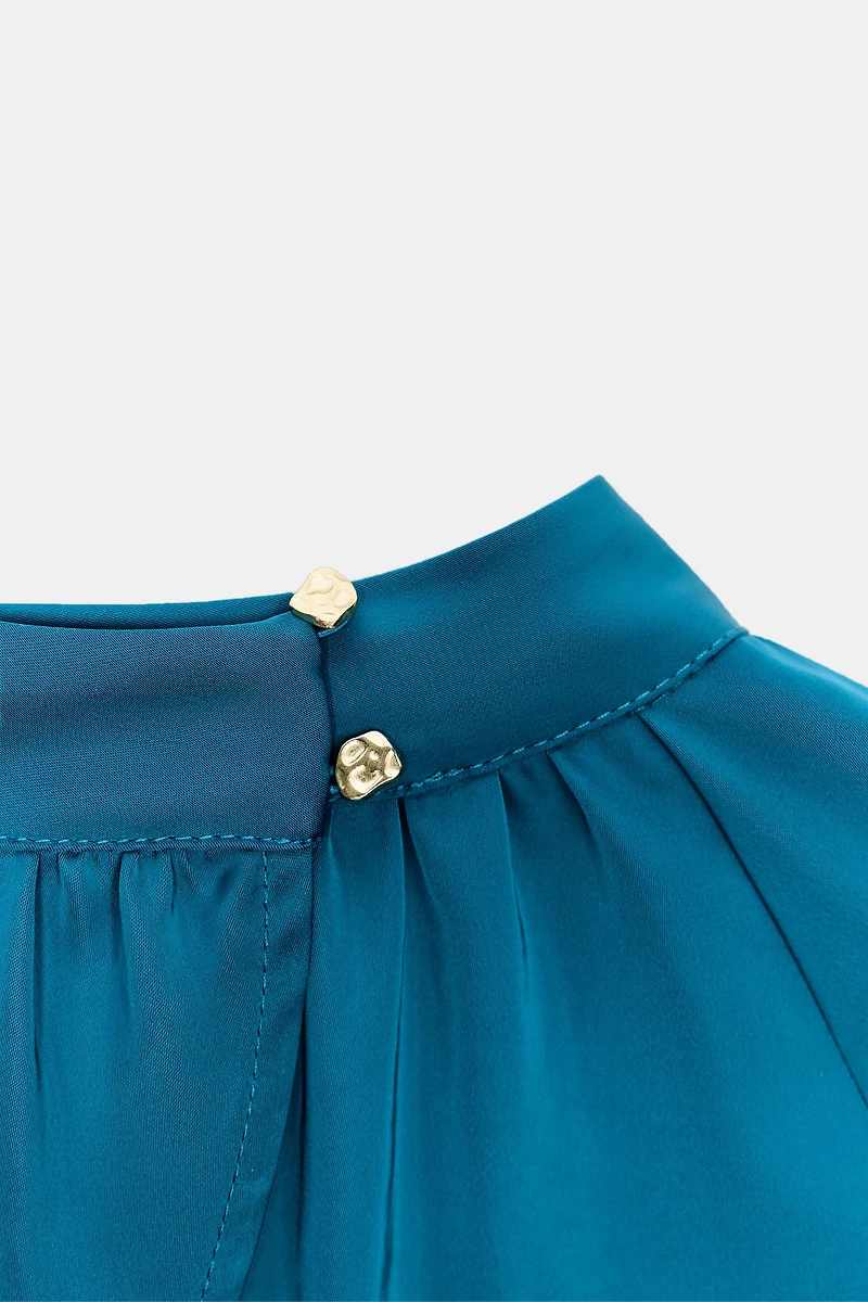 ROBE MIDI SATINÉE À LACETS