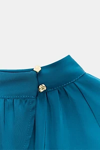 ROBE MIDI SATINÉE À LACETS