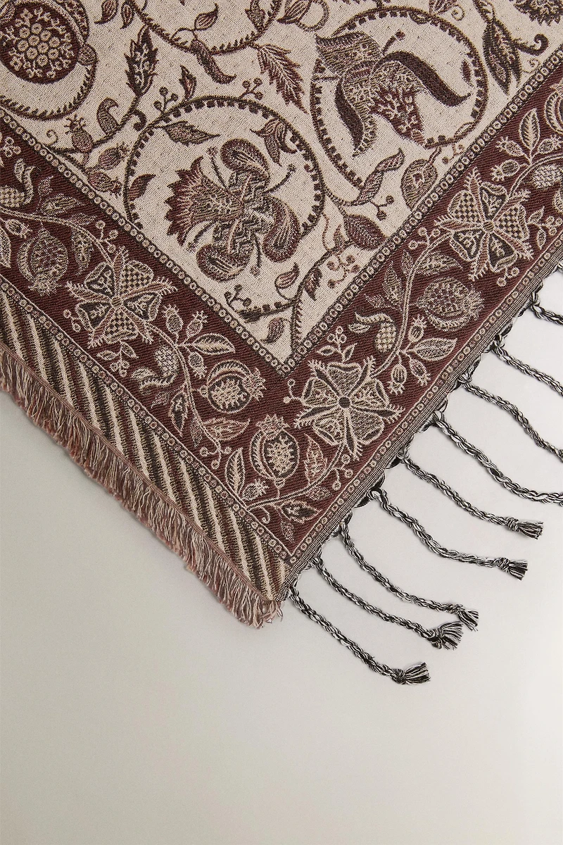 FLORAL JACQUARD BLANKET
