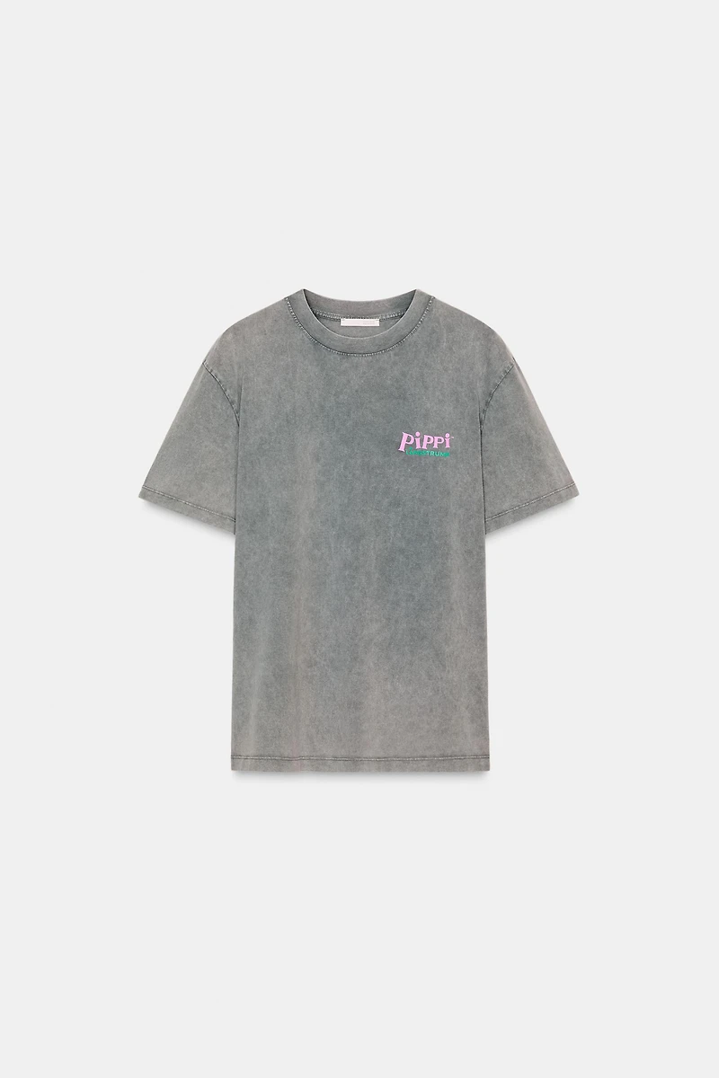 T-SHIRT PIPPI LÅNGSTRUMP™ EFFET DÉLAVÉ