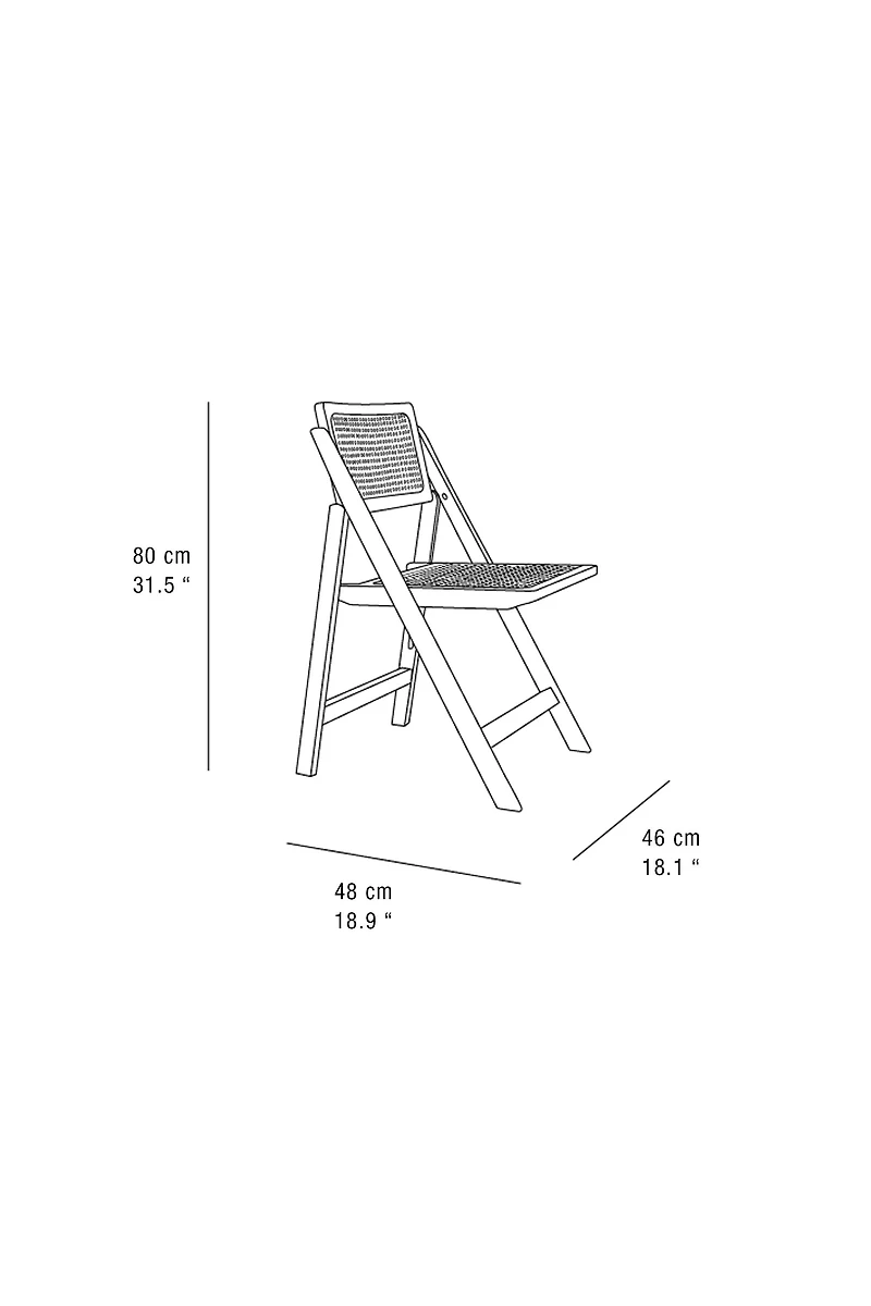 RATTAN AND WOOD FOLDING CHAIR