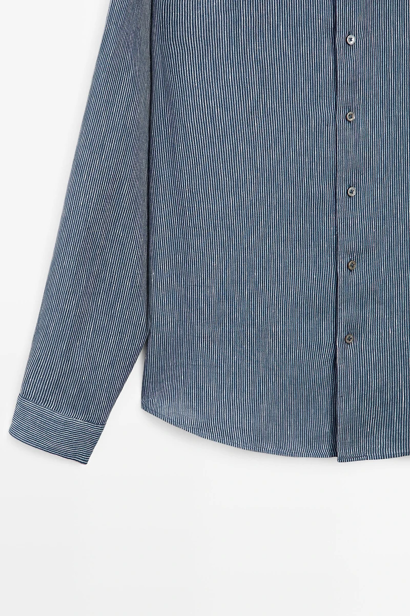 100% linen pinstriped regular fit shirt