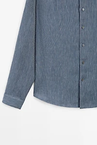 100% linen pinstriped regular fit shirt