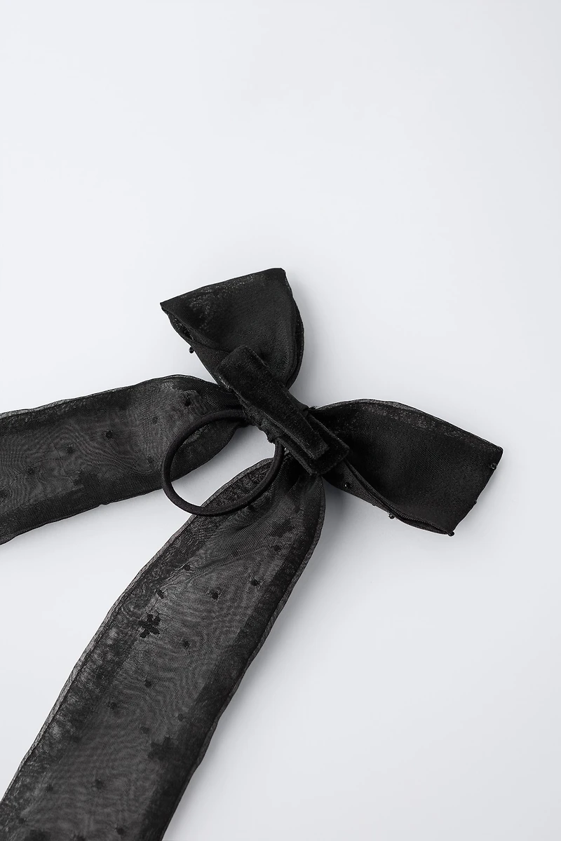 ORGANZA BOW AND BEAD BARRETTE