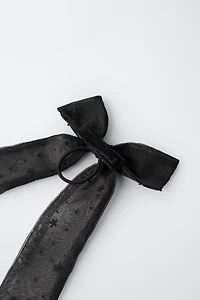 ORGANZA BOW AND BEAD BARRETTE