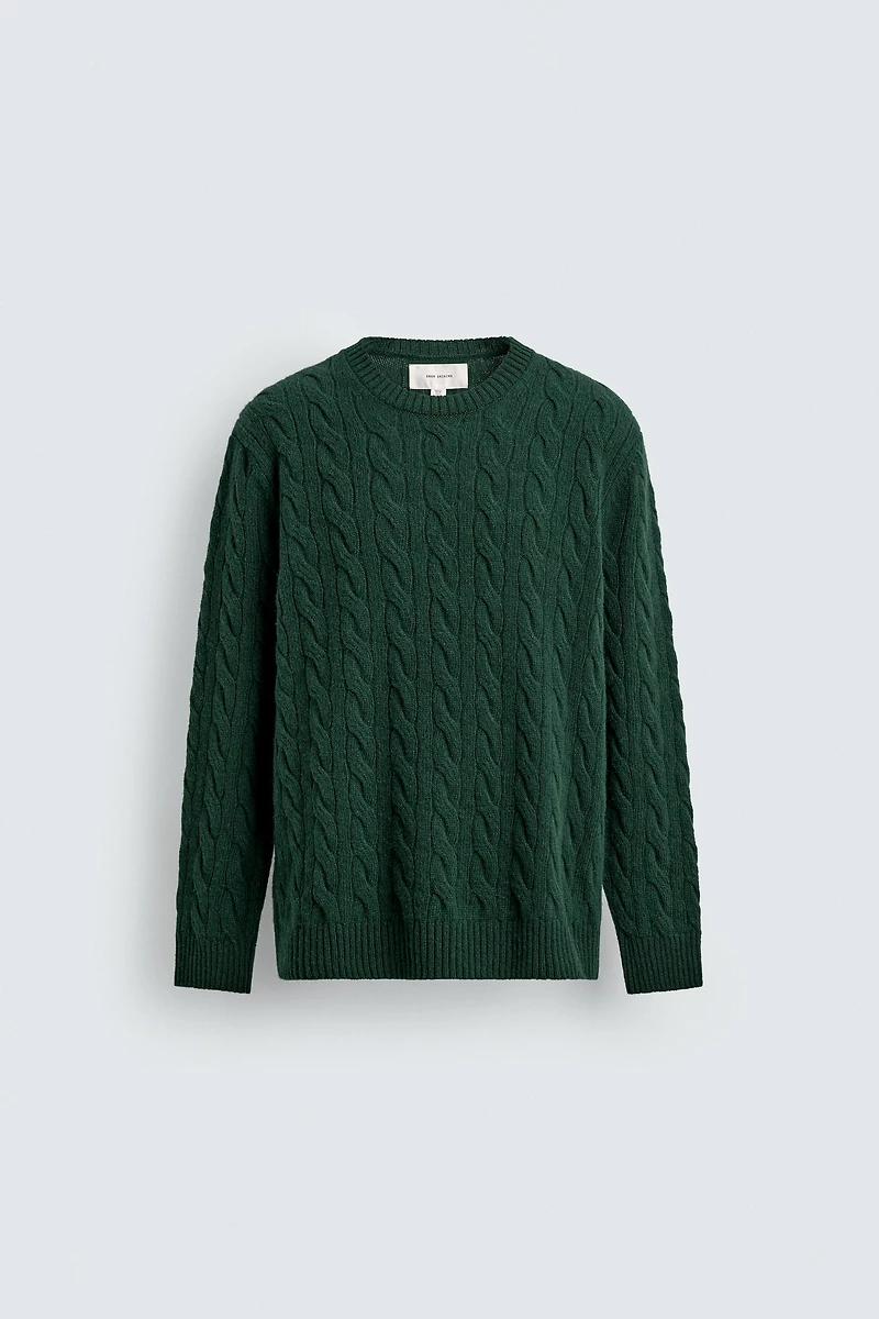 100% WOOL CABLE-KNIT JUMPER