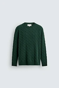 100% WOOL CABLE-KNIT JUMPER