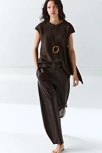 Leather barrel fit pants