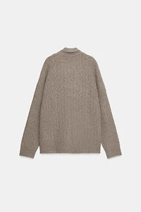 CABLE KNIT POLO SWEATER