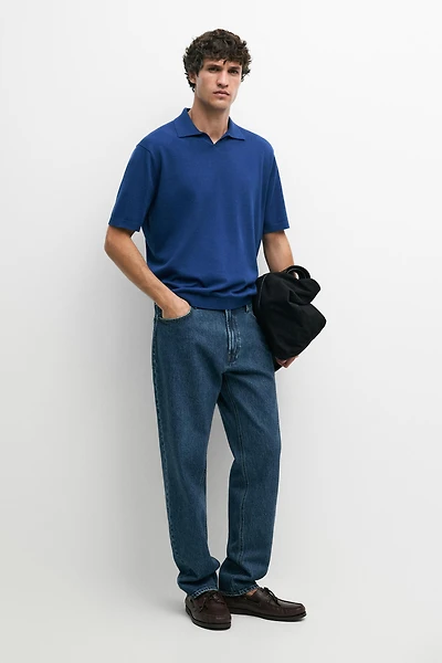 100% cotton V-neck knit polo