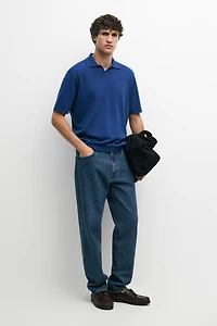 100% cotton V-neck knit polo