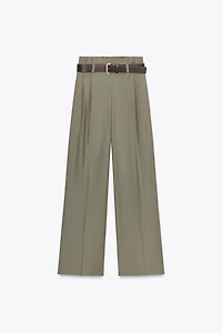 PAPER BAG BELTED PANTS
