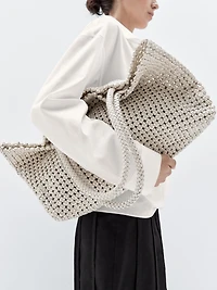 Sac cabas tressé en cuir nappa