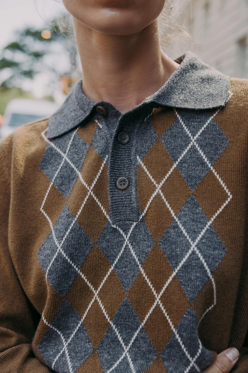 PULL POLO EN MAILLE LOSANGES