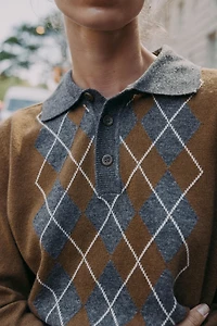 PULL POLO EN MAILLE LOSANGES
