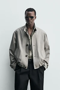 BLOUSON COUPE DÉCONTRACTÉE À CARREAUX TEXTURÉS