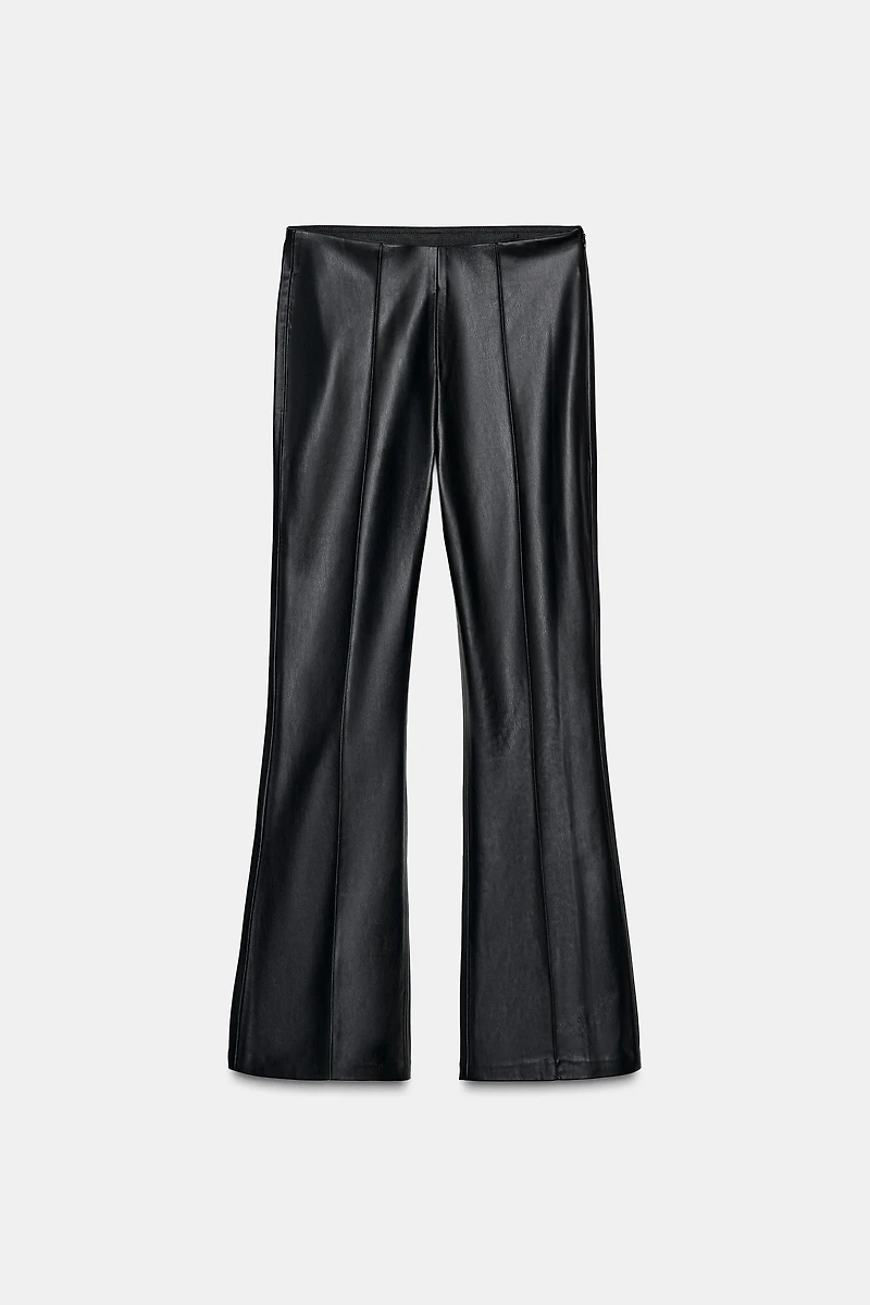 FAUX LEATHER MINI FLARE LEGGINGS