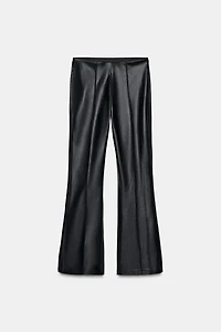 FAUX LEATHER MINI FLARE LEGGINGS