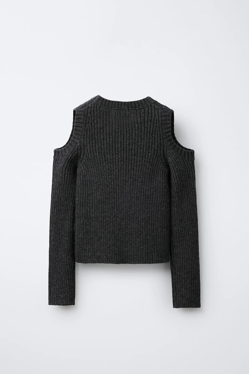 KNIT JUMPER WITH CUT-OUT AND EMBROIDERED STAR