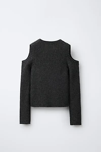 KNIT JUMPER WITH CUT-OUT AND EMBROIDERED STAR