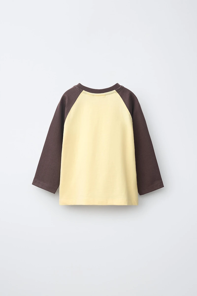EMBROIDERED TEXT RAGLAN SLEEVE T-SHIRT