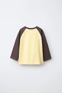 EMBROIDERED TEXT RAGLAN SLEEVE T-SHIRT
