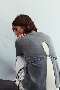 KNIT SWEATER WITH LACE-UP OPEN BACK