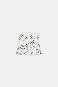 POLKA DOT STRAPLESS PEPLUM TOP